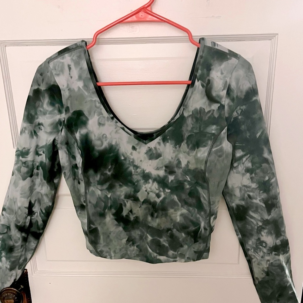 Lululemon Align Long Sleeve Crop Top Size 8 Green Marble